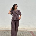 BELİ BAĞLAMA DETAYLI BOL PAÇA PANTOLON KAHVERENGİ