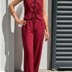 KETEN BORDO ÖNDEN BAĞLAMALI YELEK PANTOLON TAKIM