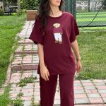 TEDDY BEAR BORDO RENKLİ EŞOFMAN TAKIMI