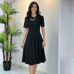 ZRA MODEL SİYAH MİDİ ELBİSE