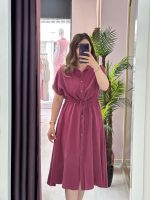 BELDEN BAĞLAMALI GÖMLEK ELBİSE