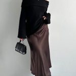 KAHVERENGİ SATEN ETEK