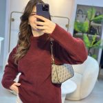 YUVARLAK YAKA YUMUŞAK DOKULU KİREMİT RENGİ TRİKO KAZAK