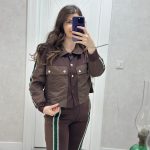 PARAŞÜT CEP DETAYLI YEŞİL ŞERİTLİ KAHVE TAKIM