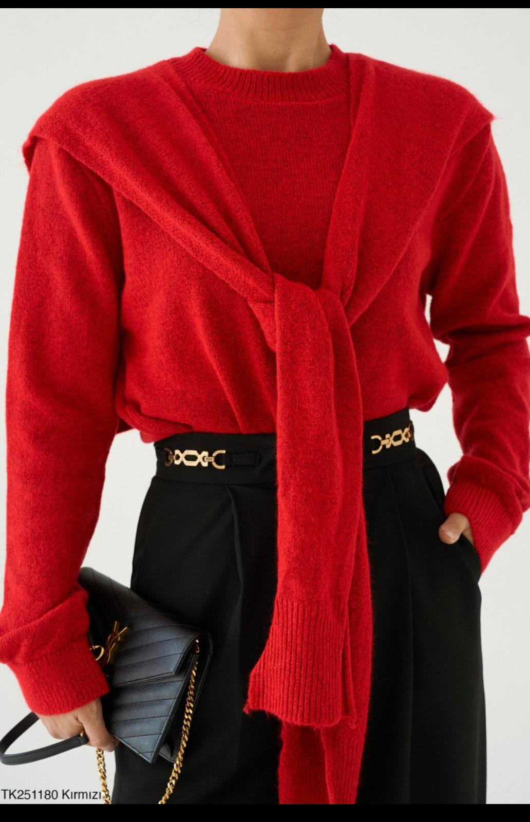 OMZU ŞAL DETAYLI TRİKO KAZAK