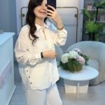 DÜĞME DETAYLI ZARİF GÖMLEK -beyaz