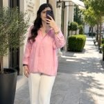 DÜŞÜK OMUZLU OVERSIZE GÖMLEK -pembe