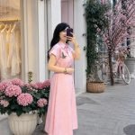 Kuş işlemeli orj marka gömlek elbise -pembe